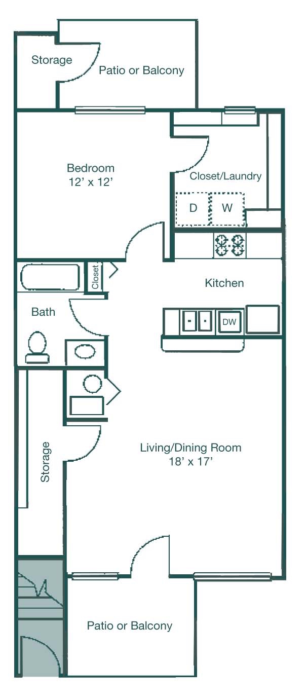 One Bedroom/One Bath - Upper - Sand Creek Apartment Homes