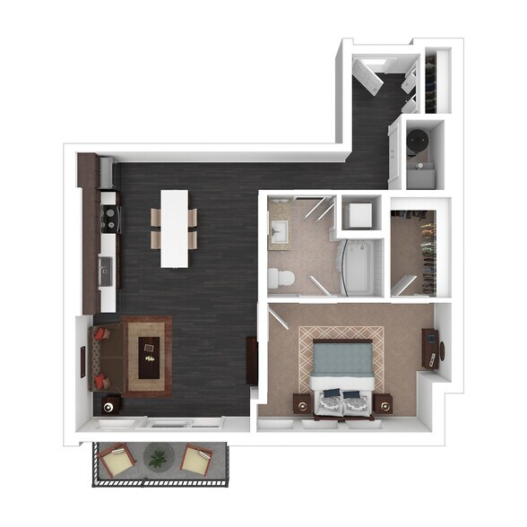 A2 3D Floor plan - Courthouse Square Apartments