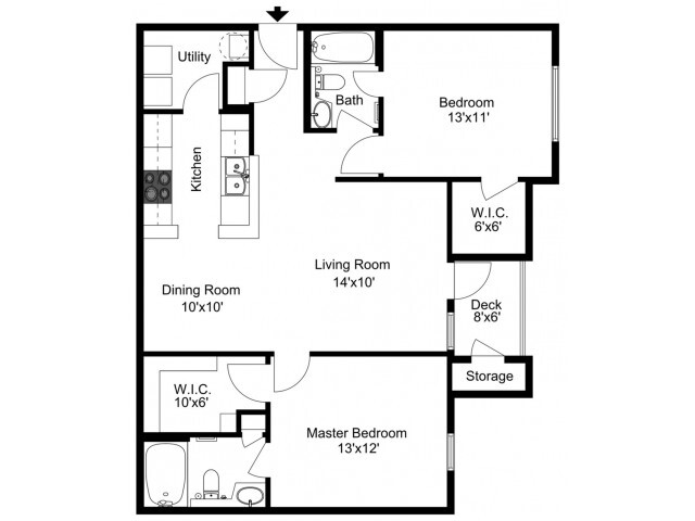 Two bedroom, two bath - Beechwood Pines