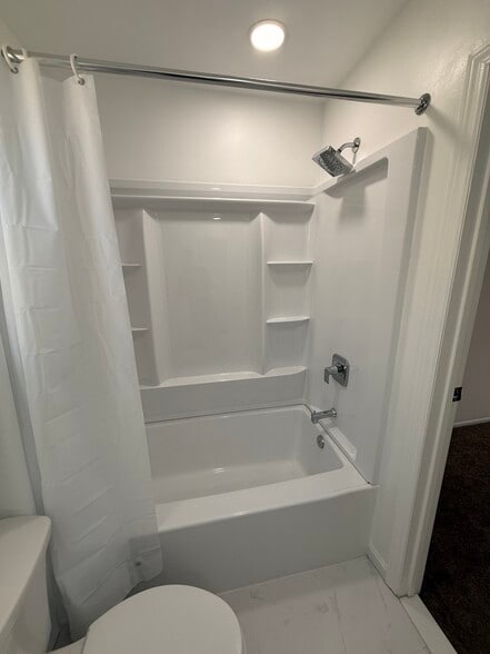 Full bathroom has been completely done with new shower, vanity, and medicine cabinet and toilet - 500 Chestnut St