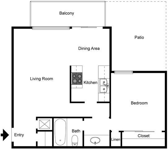 Floorplan - Los Arbolitos Huntington Beach Apartments