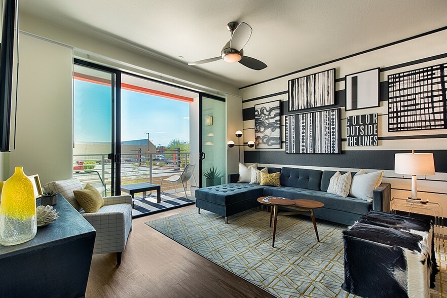 Chic living room space at The Tomscot in South Scottsdale, AZ - The Tomscot