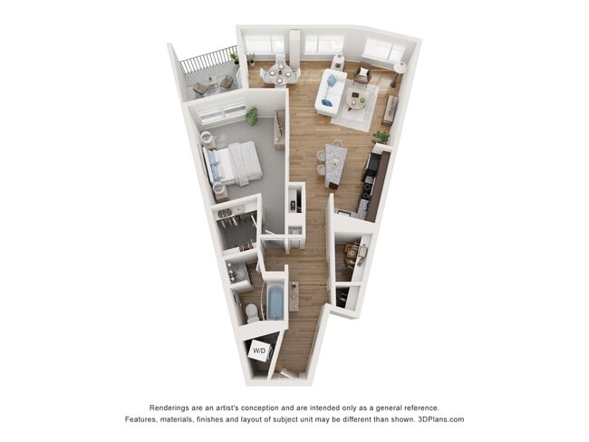 One-bedroom A1 Floorplan - University Club Apartments