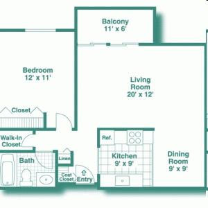 1BR/1BA - Garden View Apartments