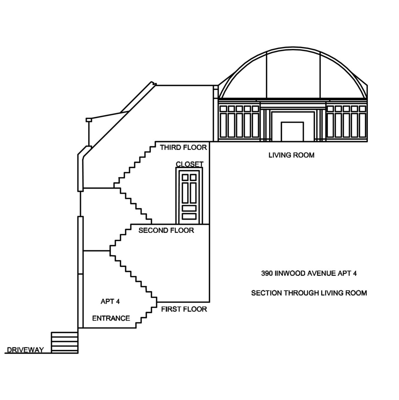 Staircase Cross Section to third floor - 390 Linwood Ave