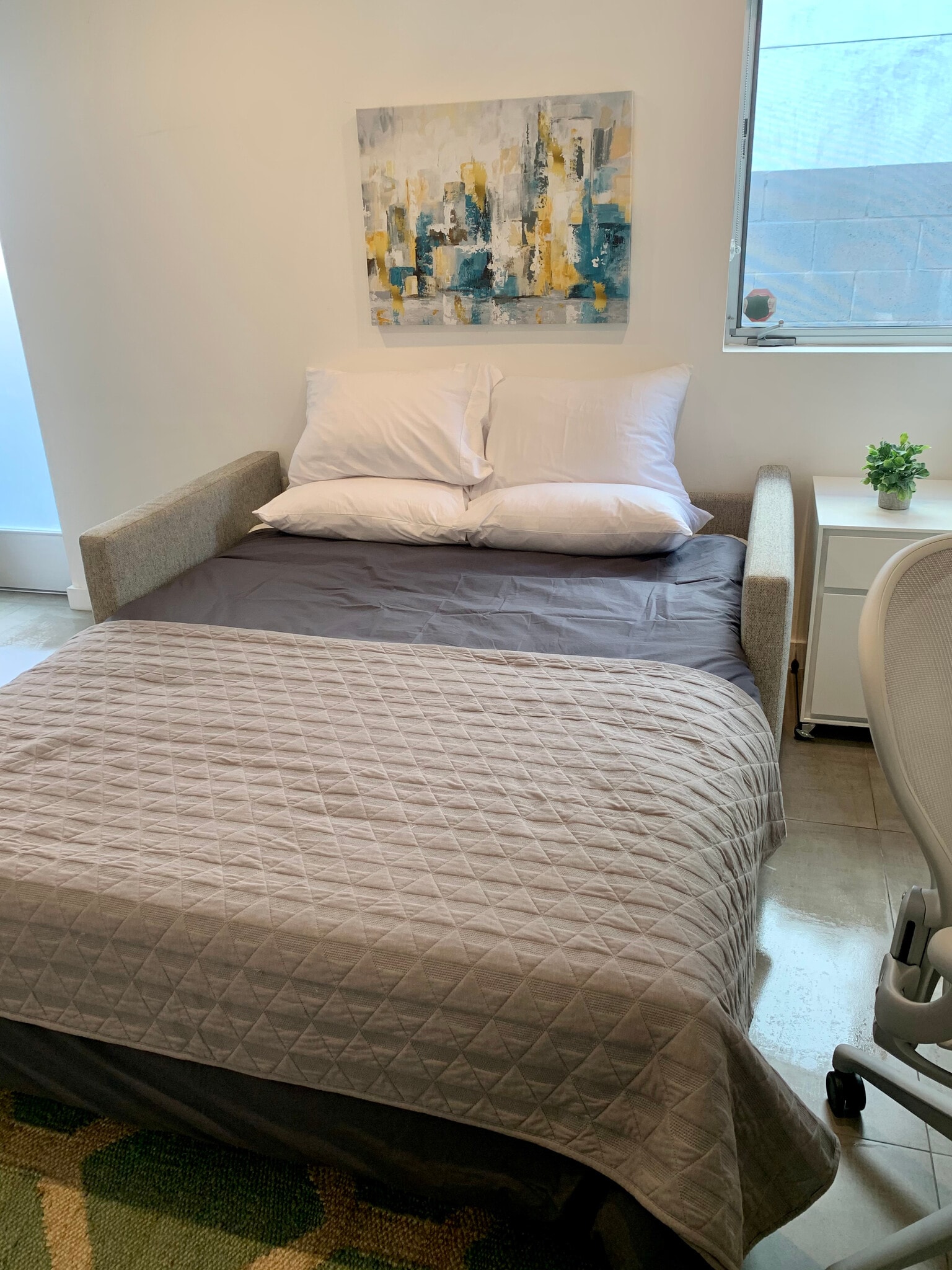 1st Floor guest room / office with a comfortable pull-out sofa. Sliding Barn door & ensuite bathroom - 7197 Formosa Fusion Ct