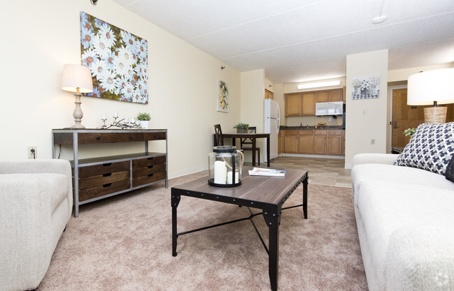 One bedroom apartment living/kitchen - Teresian Towers Independent Senior Living