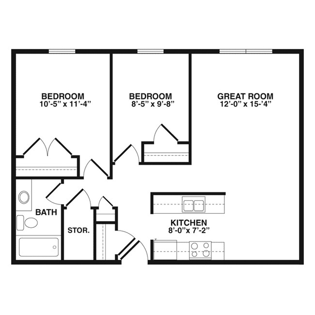 2BR/1BA - Hampton Court Apartments