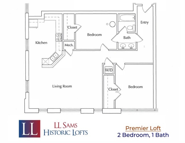 Premier 2-1 Floor Plan - LL Sams Apartments
