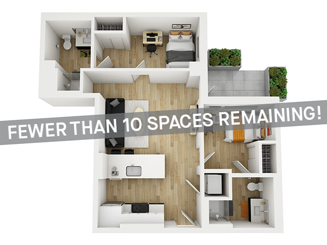 2x2 Courtyard A - Fewer than 10 Spaces Remaining! - HERE Seattle Student Apartments