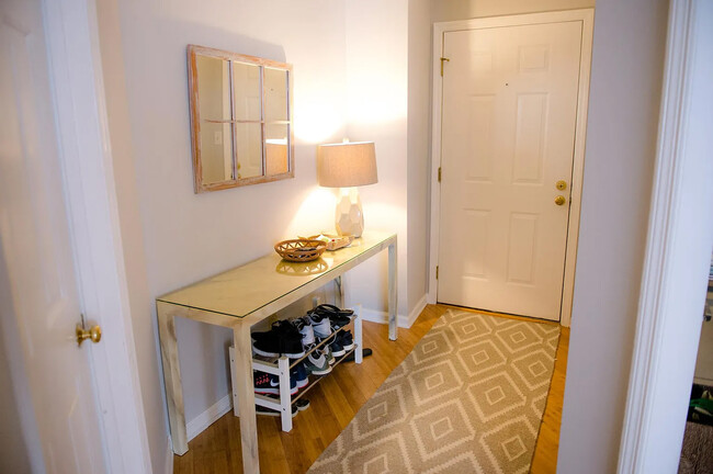 furnished entry shows space large enough for console table or bench and shoe storage - 209 14th St. NE #119