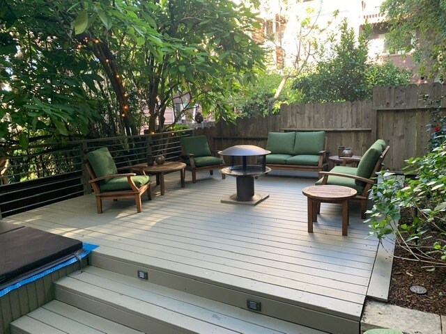 deck with firepit and lounge furniture - 545 Wisconsin St