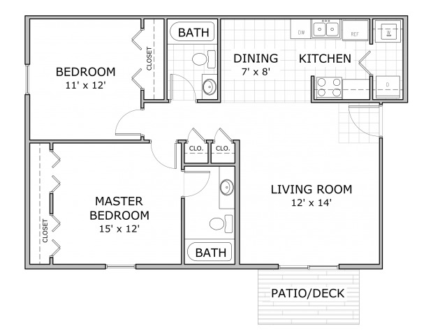 2 Bedroom - A - Sunset Woodland Apartments