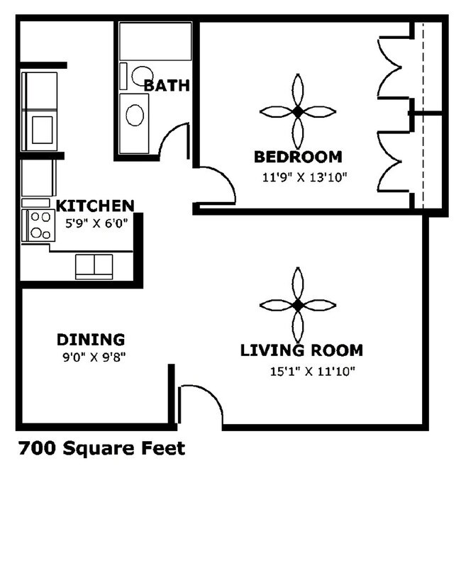 1BR/1BA - Birchwood Apartments