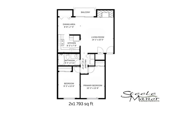 2x1 l 793 sq ft l Steele Manor - Steele Manor Apartments