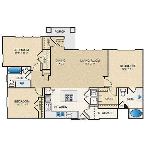 Floorplan - Cypress at Lewisville Apartment Homes