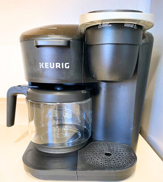 Coffee station with a Keurig duo for k-cups or brewing - 220 Woodland Pky