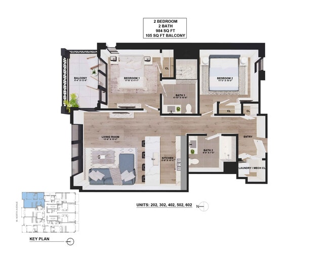 Unit 202,302,402,502,602 Floor Plans - 157 W North Ave