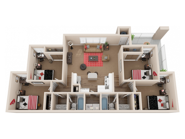 4 Bedroom 2 Bathroom - The Trails at Wolf Pen