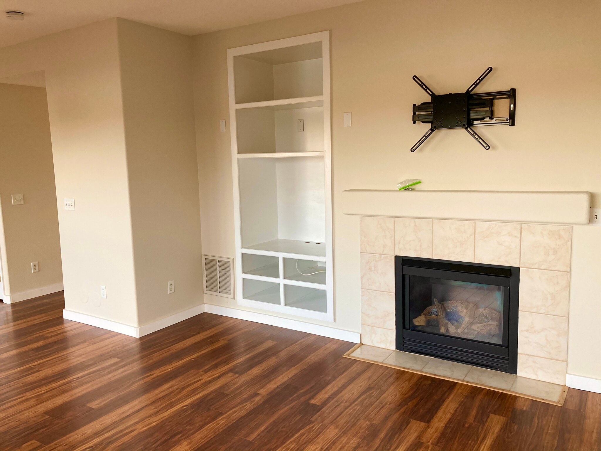 Family Room with Display Shelf - 15949 Longford Dr