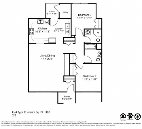 2BR/2BA 1126 SQ.FT. - Creekwood Apartments