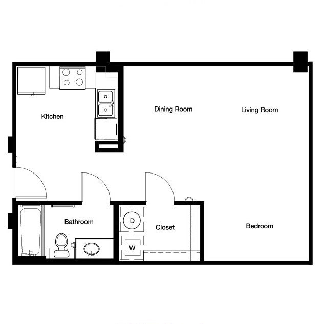 Gallery At Turtle Creek - E1 - 1 Beds - 1 Baths - 570 Sq. ft. - Gallery At Turtle Creek