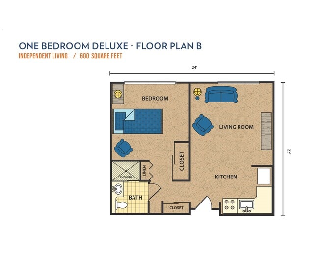 One Bedroom Deluxe B - Lifestream at Glendale