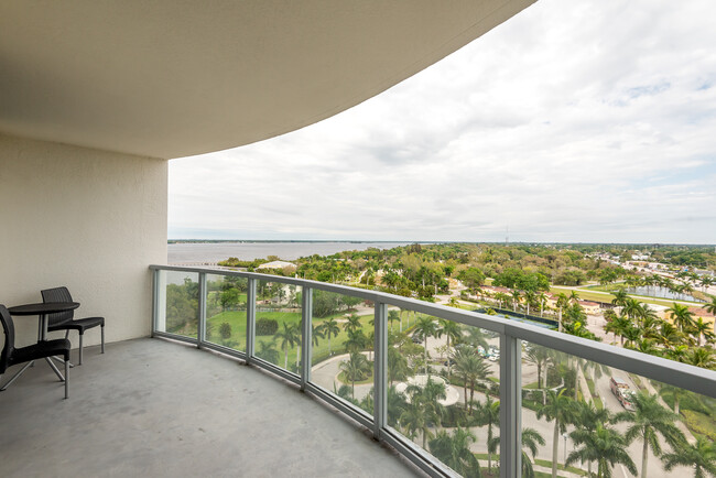 View from bedroom balcony city+river - 2825 Palm Beach Blvd