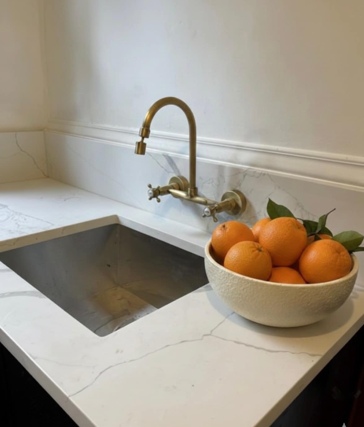 new quartz countertops , brass fixture and deep sinl - 25 Lenox Ave