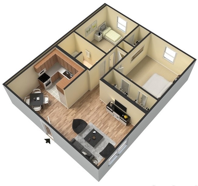 2 bedroom 840 square feet - Preston Square Apartments