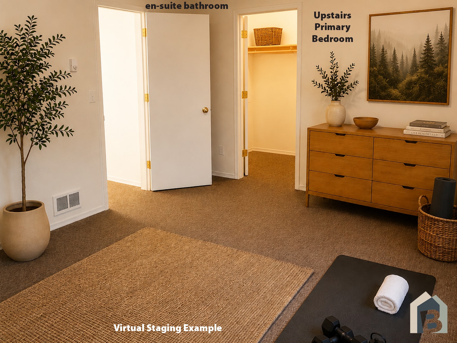 2nd floor large primary bedroom with large walk-in closet and en-suite full bath - 20981 Port Gamble Rd NE