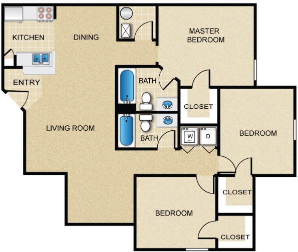 3BR/2BA - Woodland Point Apartments