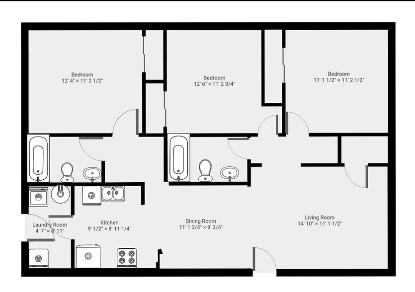 Layout with 3 bedrooms and 2 bathrooms - 3138 E Adams St
