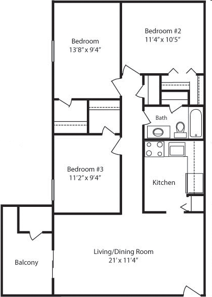 3BR/1BA - Stoneridge Apartments