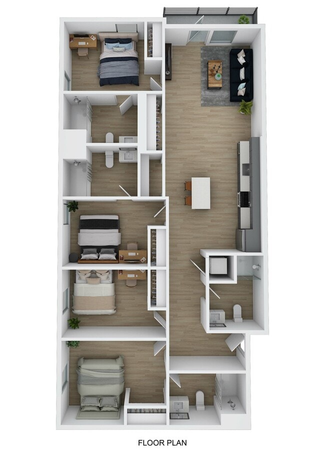 4 Bed 4 Bath B 3D - The Helmsman Student Living