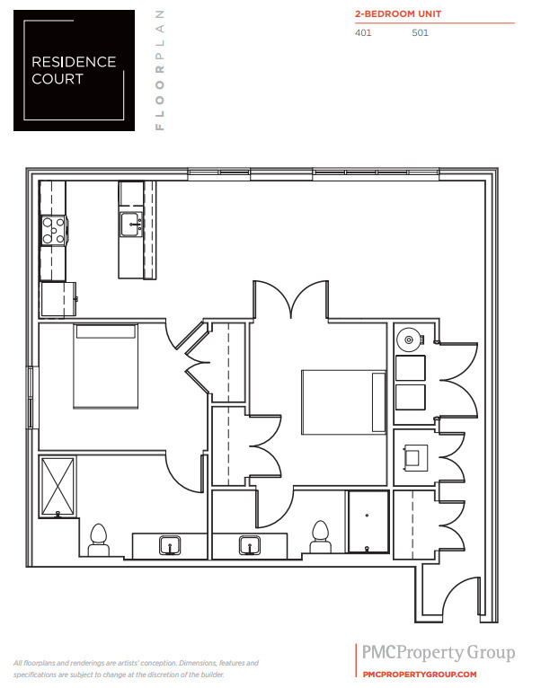 2-BEDROOM UNIT B - Residence Court