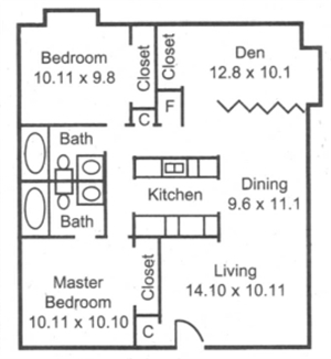 3BR/2BA - WestRidge Apartments