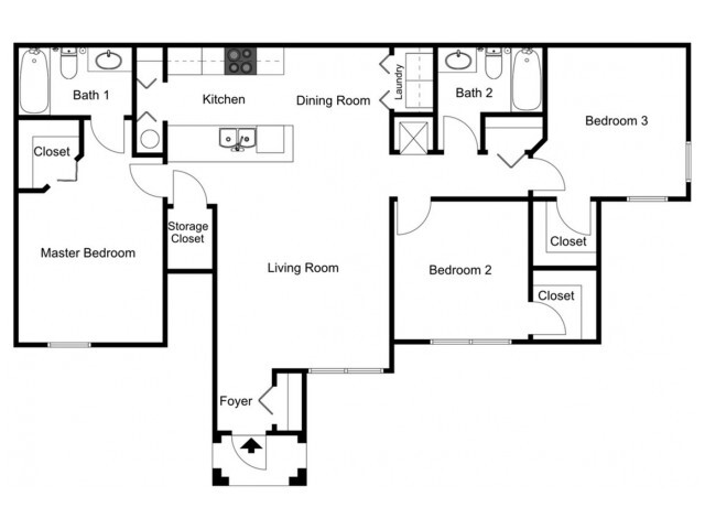 Magnolia - Three Bedroom, Two Bath, 1st Floor - Walker Woods