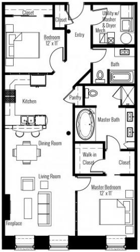 2BR/2BA - Apartments at the Hub