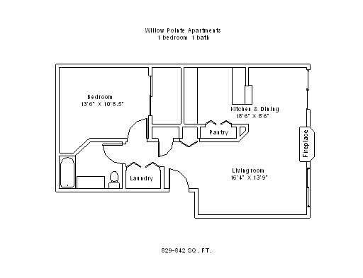 Apartment 1 bed 1 bath - Willow Pointe Apartments