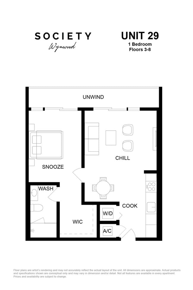 1 Bed - Unit 29 - Fl 3-8 - Society Wynwood