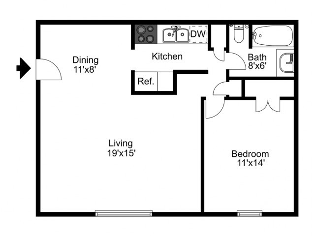 One Bedroom - Hollow Run Apartments