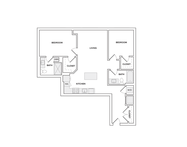 B02 2 bedroom floor plan - Modera Founders Row