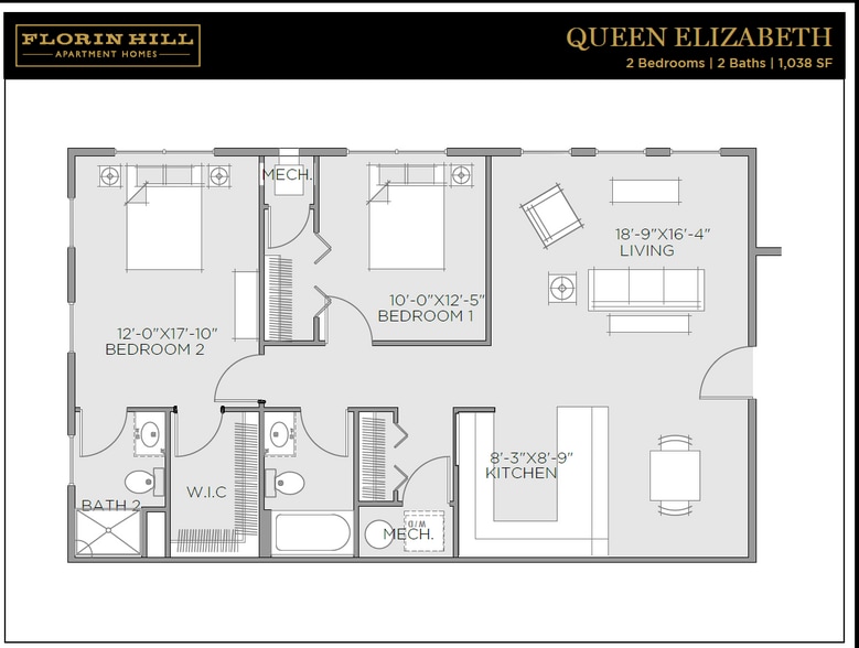 Queen Elizabeth Floor Plan - Florin Hill Apartment Homes
