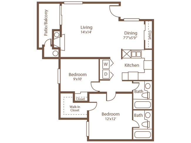B2f - 2x2 first floor floor plan Riverstone Apartments - Riverstone Apartments
