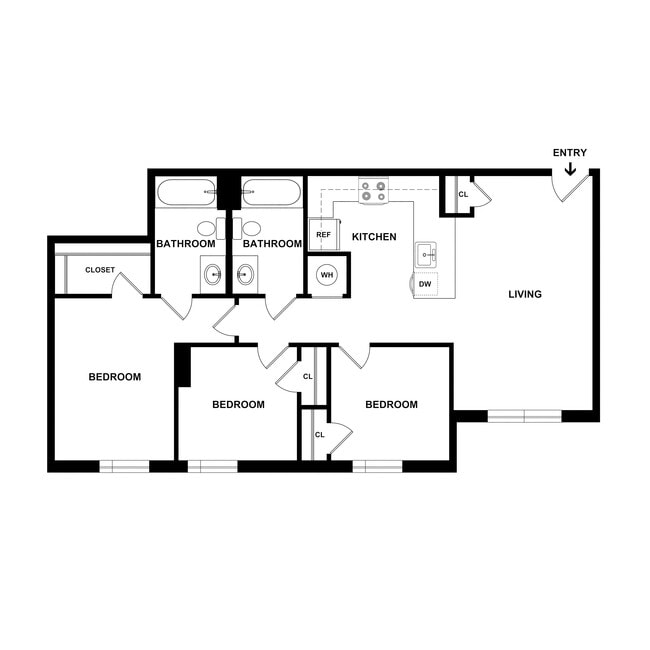 The Springs - 3 Bed, 2 Bath, 892 sq. ft. - The Springs Apartments