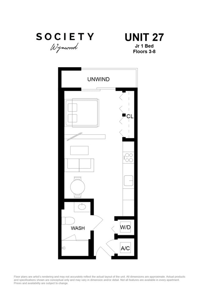 Jr 1 Bed - Unit 27 - Fl 3-8 - Society Wynwood