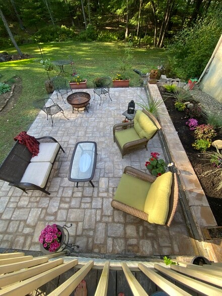 Shared stone patio w fire pit - 19 Timber Ln