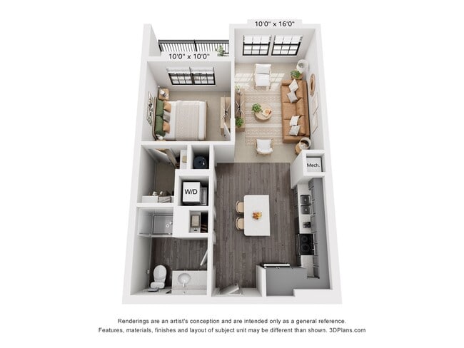 1-Bedroom 1-Bathroom | 677 sqft - The Whit