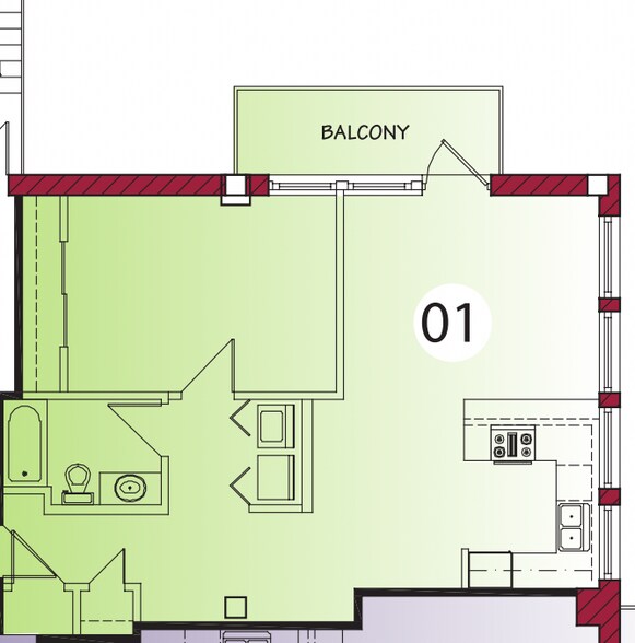 Unit Layout - 1535 Walnut St Unit 701